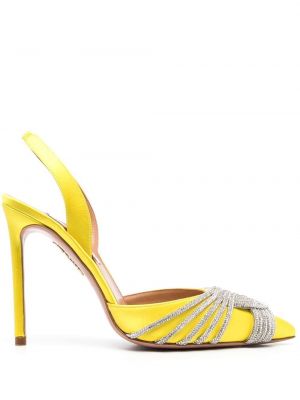 Сатенени полуотворени обувки Aquazzura жълто