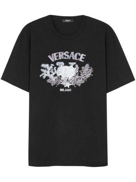 Βαμβακερή μπλούζα Versace μαύρο