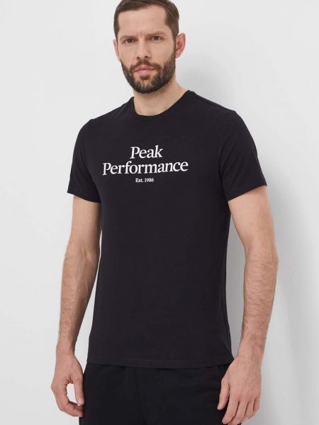 Koszulka bawełniana z nadrukiem Peak Performance czarna