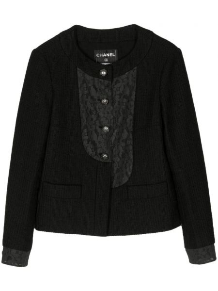 Veste en tweed en dentelle Chanel Pre-owned noir