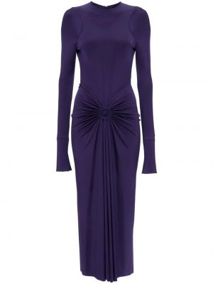 Saténové midi šaty Victoria Beckham fialová