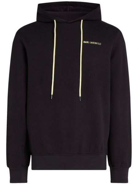 Kokvilnas kapučdžemperis ar apdruku Karl Lagerfeld melns