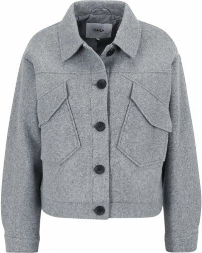 Jednofarebná priliehavá prechodná bunda z polyesteru Only - sivá