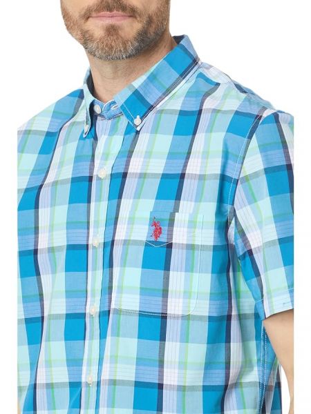 Клетчатая рубашка с коротким рукавом U.s. Polo Assn. синяя