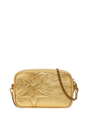 Kožená kabelka s hvězdami Golden Goose zlatá
