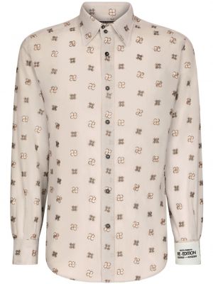 Gėlėta medvilninė marškiniai Dolce & Gabbana balta