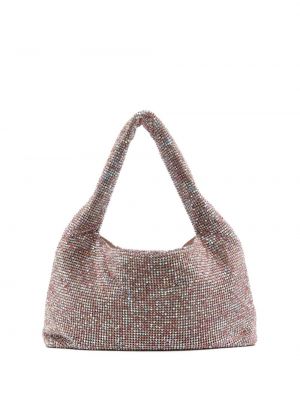 Mrežasta torba za preko ramena s kristalima Kara ružičasta