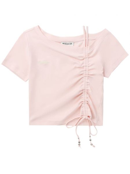 Kokvilnas t-krekls ar drapējumu Musium Div. rozā