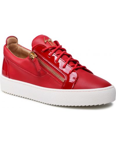 Sneakersy skórzane Giuseppe Zanotti - czerwony