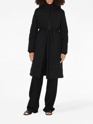 Pikowany płaszcz z kapturem Burberry czarny