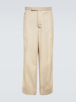 Pantaloni dritti di cotone Thom Browne beige
