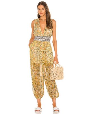 Free People Marias Jumpsuit in Yellow. Size L.