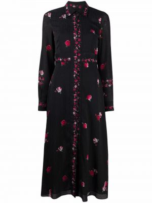 Vestido camisero de flores con estampado Pinko negro
