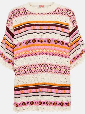Жакардов памучен пуловер Kenzo розово