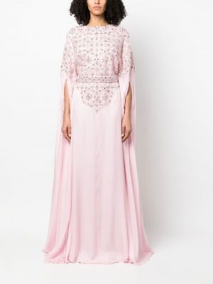 Sukienka wieczorowa z kryształkami Dina Melwani różowa
