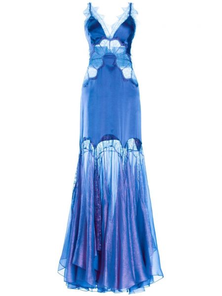Rochie de seară de mătase Maria Lucia Hohan albastru