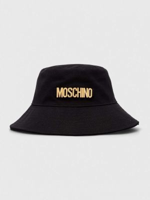 Памучна шапка с козирки Moschino черно
