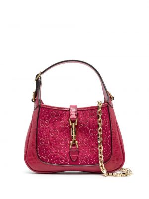 Чанта за ръка с кристали Gucci розово