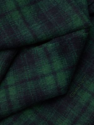 Плетеный клетчатый шерстяной шарф Gant зеленый