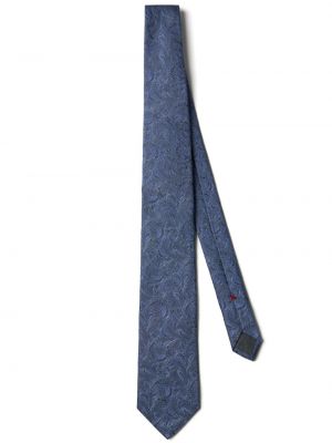 Jedwabny krawat z wzorem paisley Brunello Cucinelli niebieski