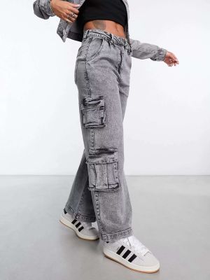 Широкие брюки карго с карманами и карманами Native Youth цвета серого