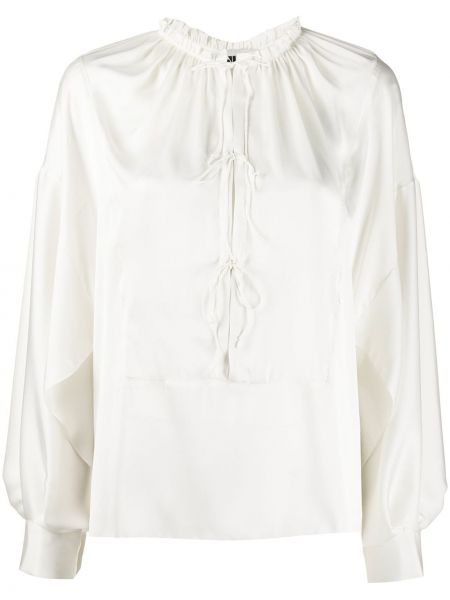 Кружевная блузка на шнуровке длинная Maison Rabih Kayrouz, белая