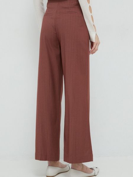 Pantaloni cu talie înaltă Bardot maro