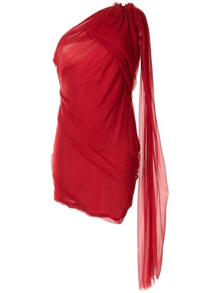 Průsvitné hedvábné asymetrické šaty Lanvin Pre-owned - červená