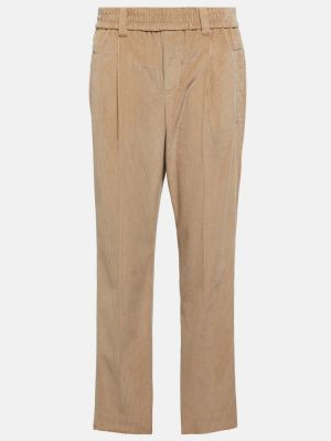 Manšestrové rovné kalhoty Brunello Cucinelli hnědé