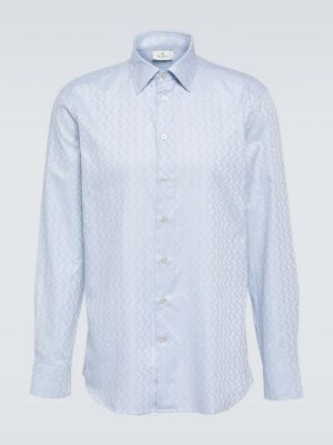 Camisa de algodón con estampado de cachemira Etro azul