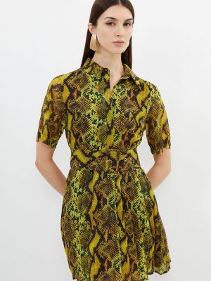 Платье мини с принтом со змеиным принтом Karen Millen