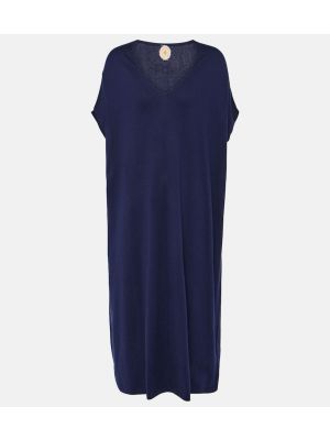 Pamučna svilena midi haljina od kašmira Jardin Des Orangers plava