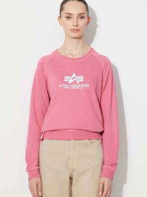Пуловер с принт Alpha Industries розово