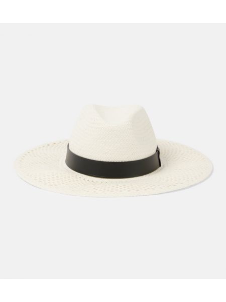 Плетена кожена шапка Max Mara бяло