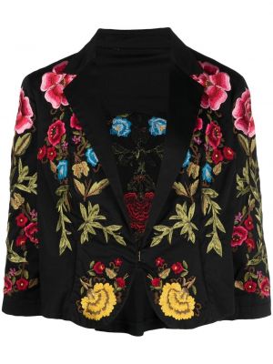 Květinové bavlněné bunda s výšivkou Christian Lacroix Pre-owned - černá