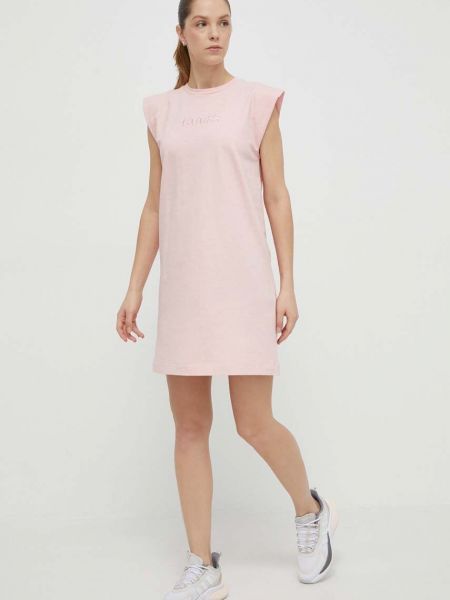 Sukienka mini bawełniana oversize Guess różowa
