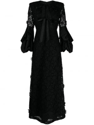 Svilena večerna obleka s čipko Huishan Zhang črna