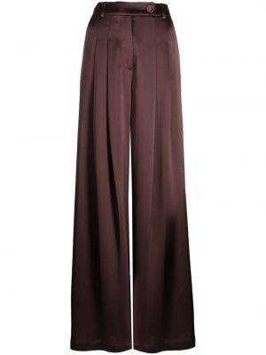 Plisované saténové kalhoty Anna Quan hnědé