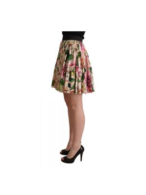 Mini falda de cintura alta de seda de flores Dolce & Gabbana rosa