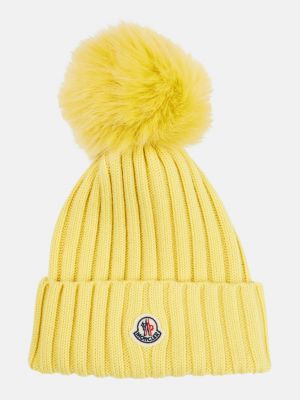 Шерстяная шапка Moncler желтая