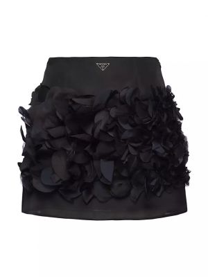 Юбка мини с вышивкой Prada черная