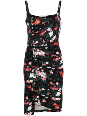 Sukienka mini bez rękawów w kwiatki z nadrukiem Paco Rabanne czarna