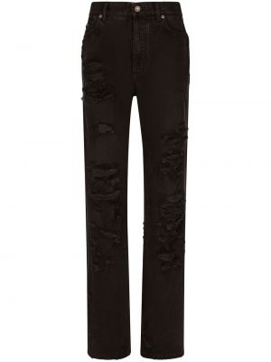 Roztrhané džínsy s rovným strihom Dolce & Gabbana čierna