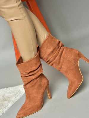 Botine din piele de căprioară plisate Fox Shoes