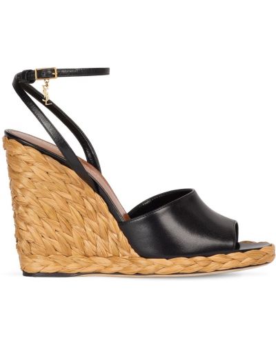 Usnjene espadrile s polno peto Saint Laurent črna