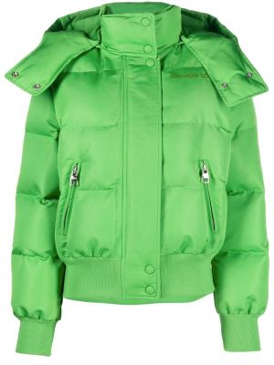 Péřová bunda s kapucí Alexander Mcqueen zelená