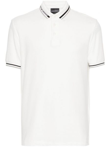 Jacquard pamučna polo majica Emporio Armani bijela