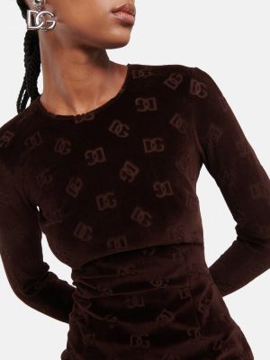 Mini vestido de terciopelo‏‏‎ Dolce&gabbana marrón