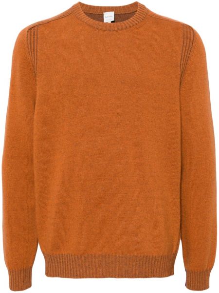 Sweter wełniany z okrągłym dekoltem Paul Smith brązowy