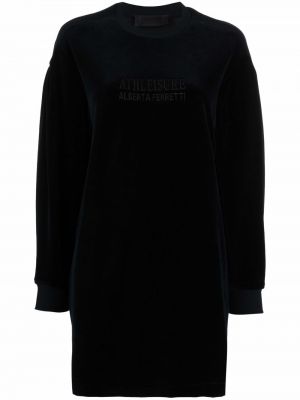 Vestido con bordado de tela jersey Alberta Ferretti negro